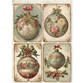 Papier de riz Boules Fleuries A3 30x41cm