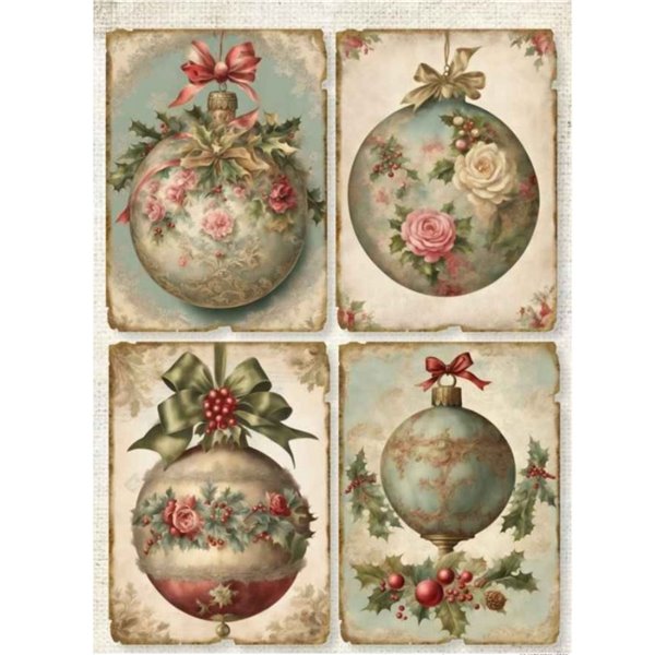 Papier de riz Boules Fleuries A3 30x41cm