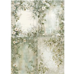 Papier de riz Cadres Fleuris A3 30x41cm