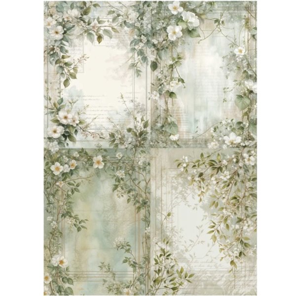 Papier de riz Cadres Fleuris A3 30x41cm