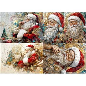 Papier de riz Japonais ultra fin Père Noël Mosaïque A3 30x41cm
