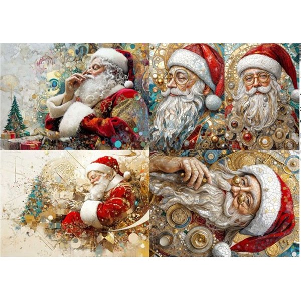 Papier de riz Japonais ultra fin Père Noël Mosaïque A3 30x41cm
