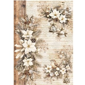 Papier de riz Ciao Bella A4 White Poinsettia
