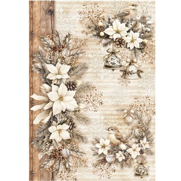 Papier de riz Ciao Bella A4 White Poinsettia