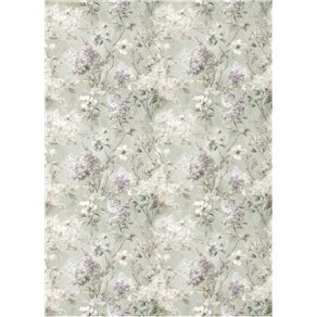 Papier de riz A4 fond de fleurs blanches et mauves