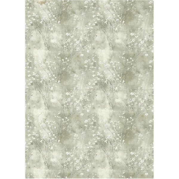 Papier de riz A4 fond de mini fleurs blanches