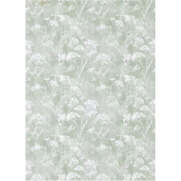 Papier de riz A4 fond de fleurs blanches