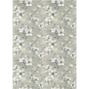 Papier de riz A4 fond de fleurs bleues
