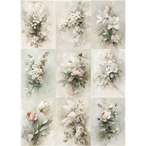 Papier de riz A4 9 magnifiques fleurs