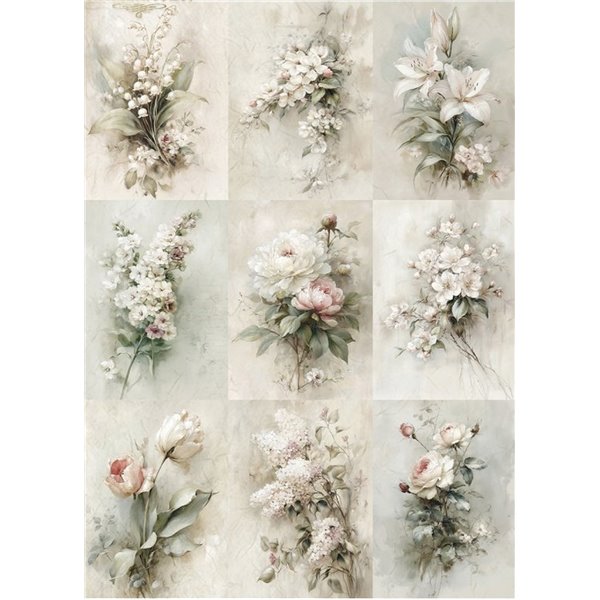 Papier de riz A4 9 magnifiques fleurs