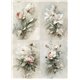 Papier de riz A4 4 magnifiques fleurs muguet pommier jasmin lilas