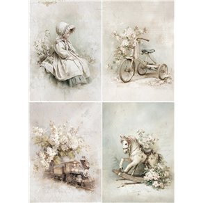 Papier de riz A4 4 décors d'enfants