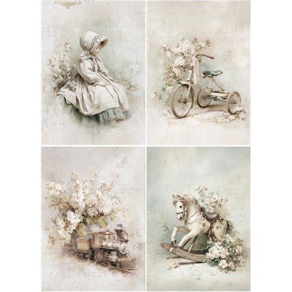 Papier de riz A4 4 décors d'enfants
