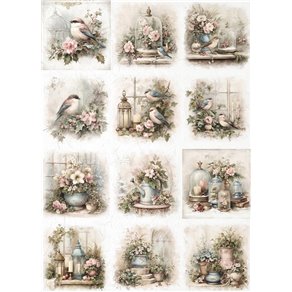 Papier de riz A4 12 décors de fleurs