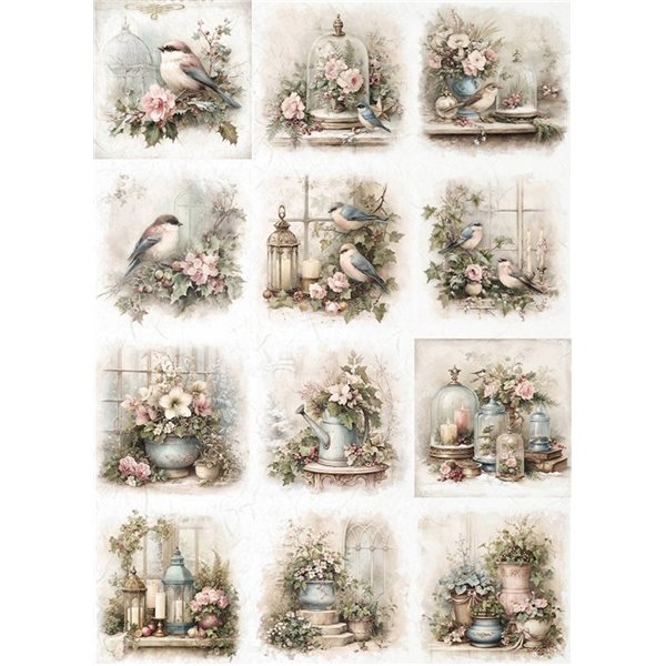 Papier de riz A4 12 décors de fleurs