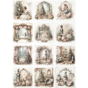 Papier de riz A4 12 décors de Noël