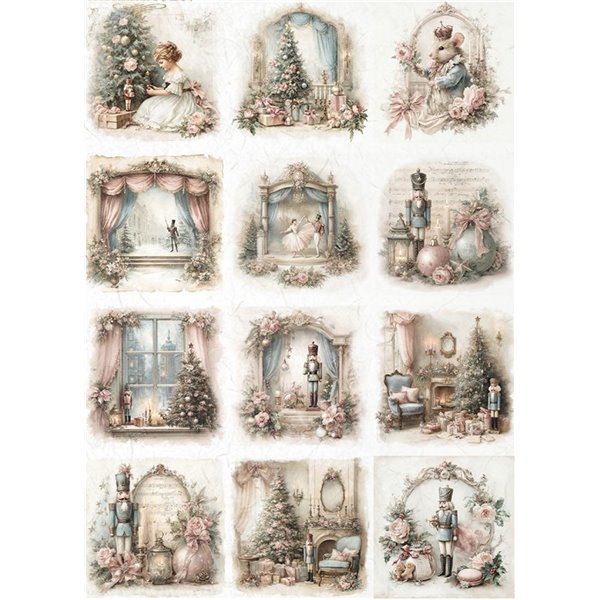 Papier de riz A4 12 décors de Noël