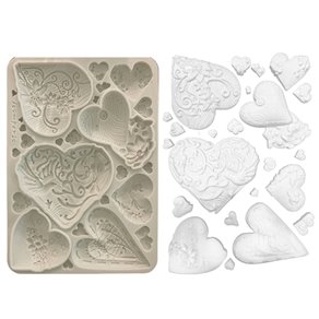 Moule silicone Stamperia A5 Alice in Christmas simple hearts