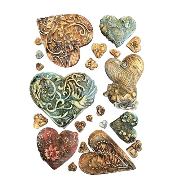 Moule silicone Stamperia A5 Alice in Christmas simple hearts