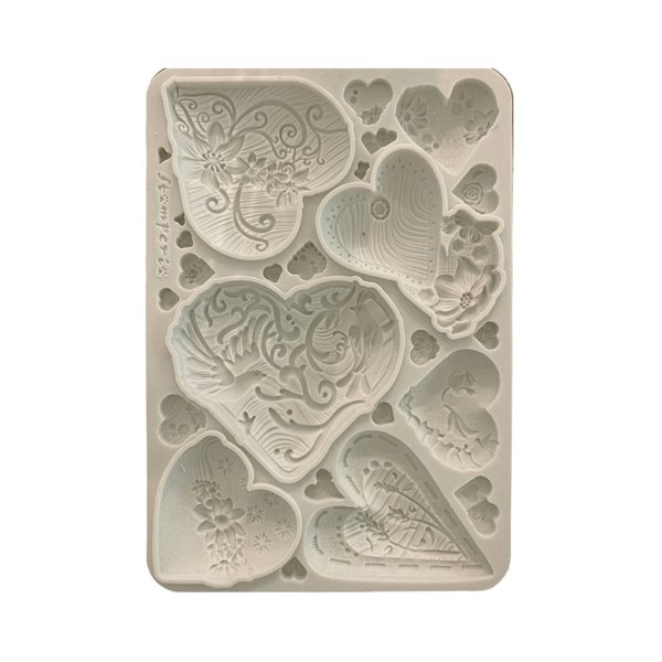 Moule silicone Stamperia A5 Alice in Christmas simple hearts