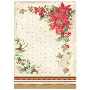 Papier de riz Stamperia Classic Christmas poinsettia A4