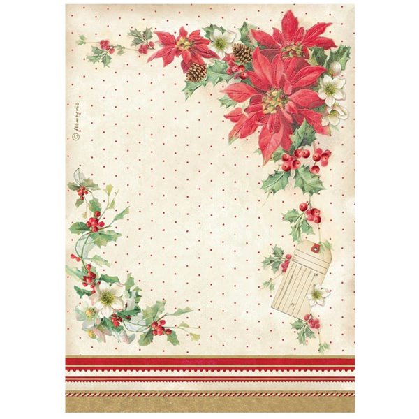 Papier de riz Stamperia Classic Christmas poinsettia A4