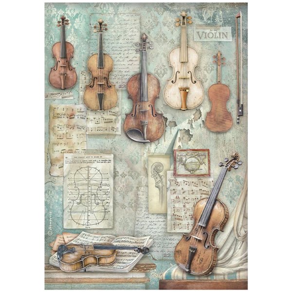 Papier de riz Stamperia Symphony violons A4