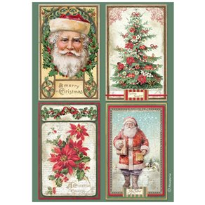 Papier de riz Stamperia Classic Christmas 4 cartes A4