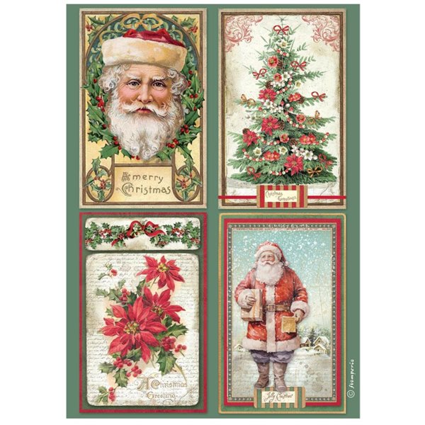 Papier de riz Stamperia Classic Christmas 4 cartes A4
