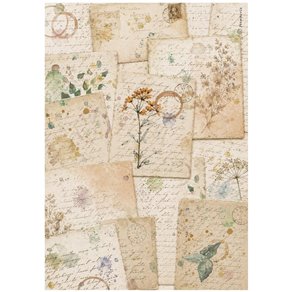 Papier de riz Stamperia Flowers and Poems botanic sheets A4