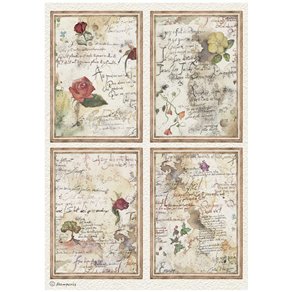 Papier de riz Stamperia Flowers and Poems 4 cartes A4