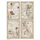 Papier de riz Stamperia Flowers and Poems 4 cartes A4