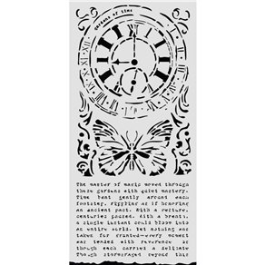 Pochoir Stamperia Gardens of Time clock and butterfly 12x25cm