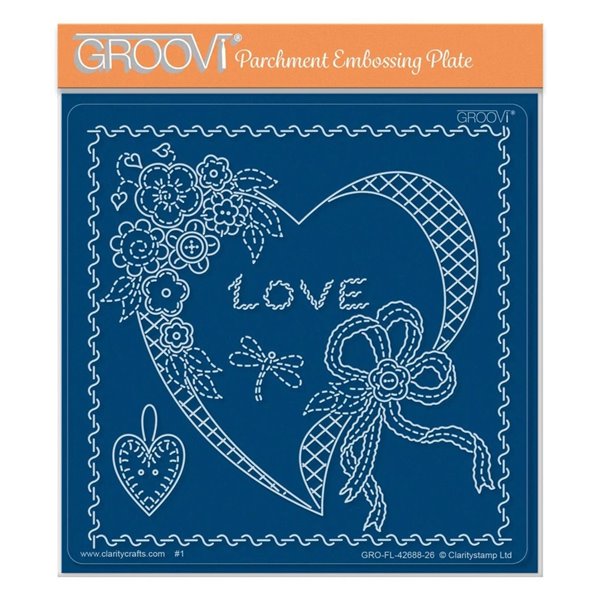 Groovi gabarit parchemin Coeur floral 15x15cm DIMENSIONS A VERIFIER