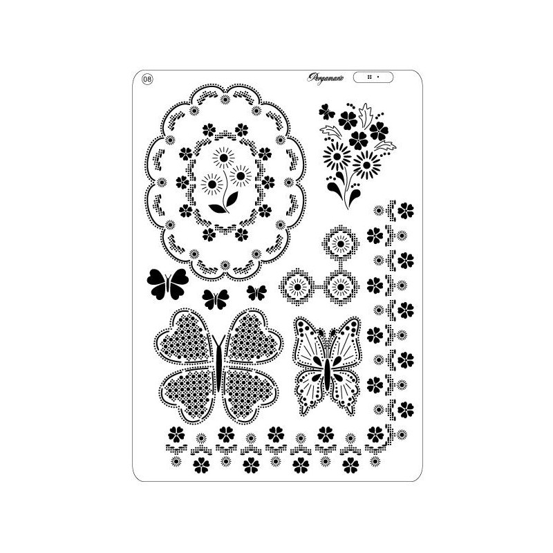 Pergamano multi grille embossage piquage 08 papillons 31452