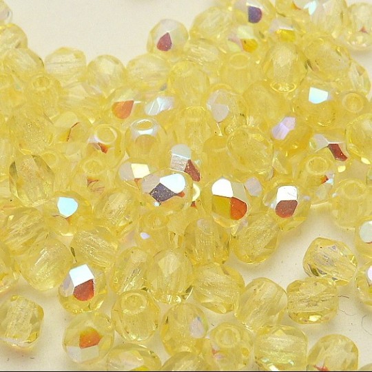 50 perles à facettes AB 4mm jonquille 50 perles à facettes AB 4mm jonquille
