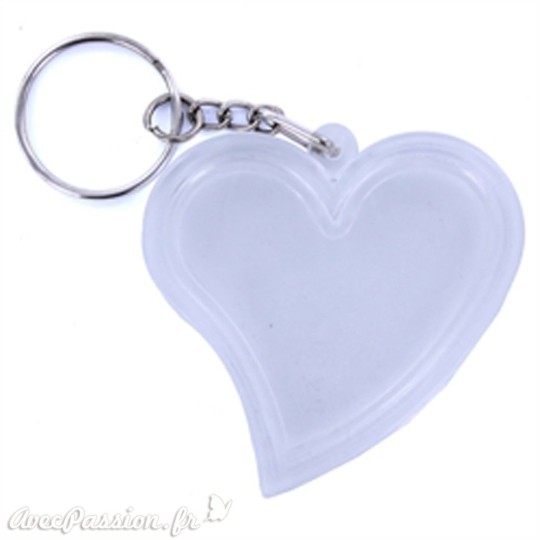 Porte clés plexiglass coeur transparent 5.5cm Porte clés plexiglass coeur transparent 5.5cm