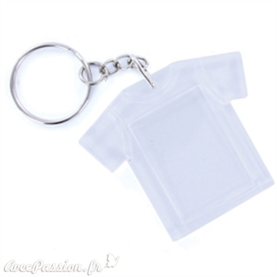 Porte clés plexiglass t-shirt transparent 6x5cm Porte clés plexiglass t-shirt transparent 6x5cm