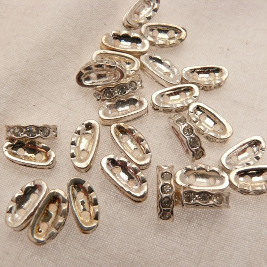 Perle strass swarovski demi lune argent cristal Perle strass swarovski demi lune argent cristal