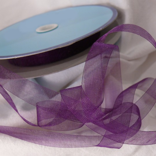 Ruban organza voile mousseline violet 1cm x 5m Ruban organza voile mousseline violet 1cm x 5m