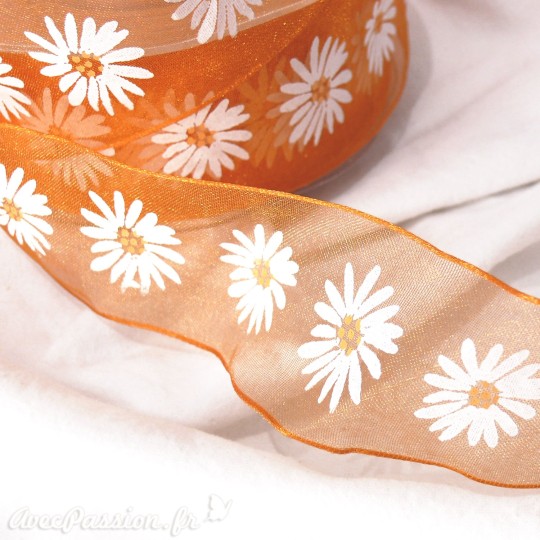 Ruban organza marguerite orange 4cm x 2m Ruban organza marguerite orange 4cm x 2m