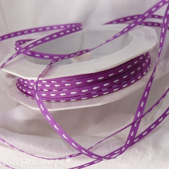Ruban tissu trait blanc sur parme 4mmx25m Rouleau Ruban tissu trait blanc sur parme 4mmx25m Rouleau