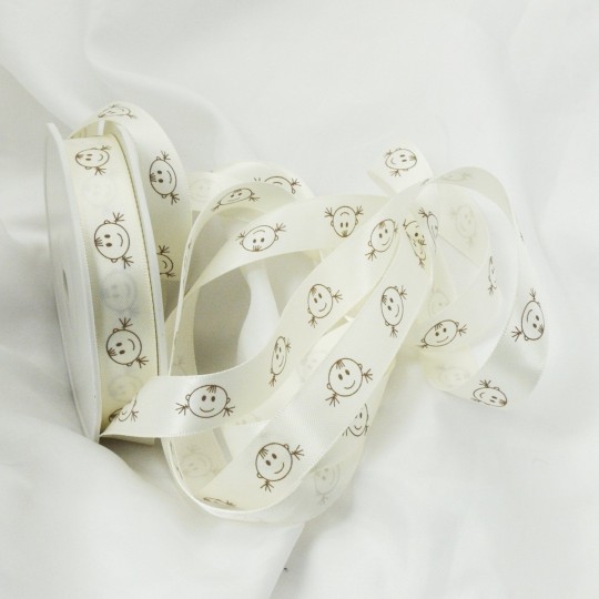 Ruban bébé satin fille crème 1.6cmx5m Ruban bébé satin fille crème 1.6cmx5m