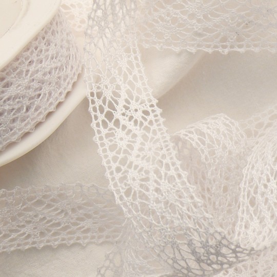 Ruban dentelle coton blanc 2.2cm x 5m Ruban dentelle coton blanc 2.2cm x 5m