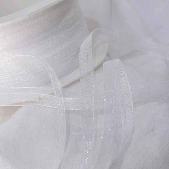 Ruban organza uni blanc 7mmx50m Rouleau Ruban organza uni blanc 7mmx50m Rouleau