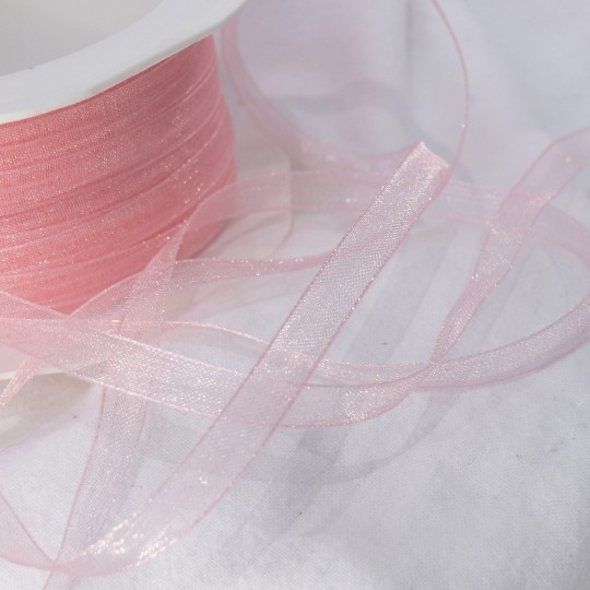 Ruban organza uni rose 7mm x 5m Ruban organza uni rose 7mm x 5m