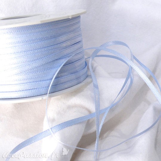 Ruban satin uni bleu ciel 3mmx50m Rouleau Ruban satin uni bleu ciel 3mmx50m Rouleau