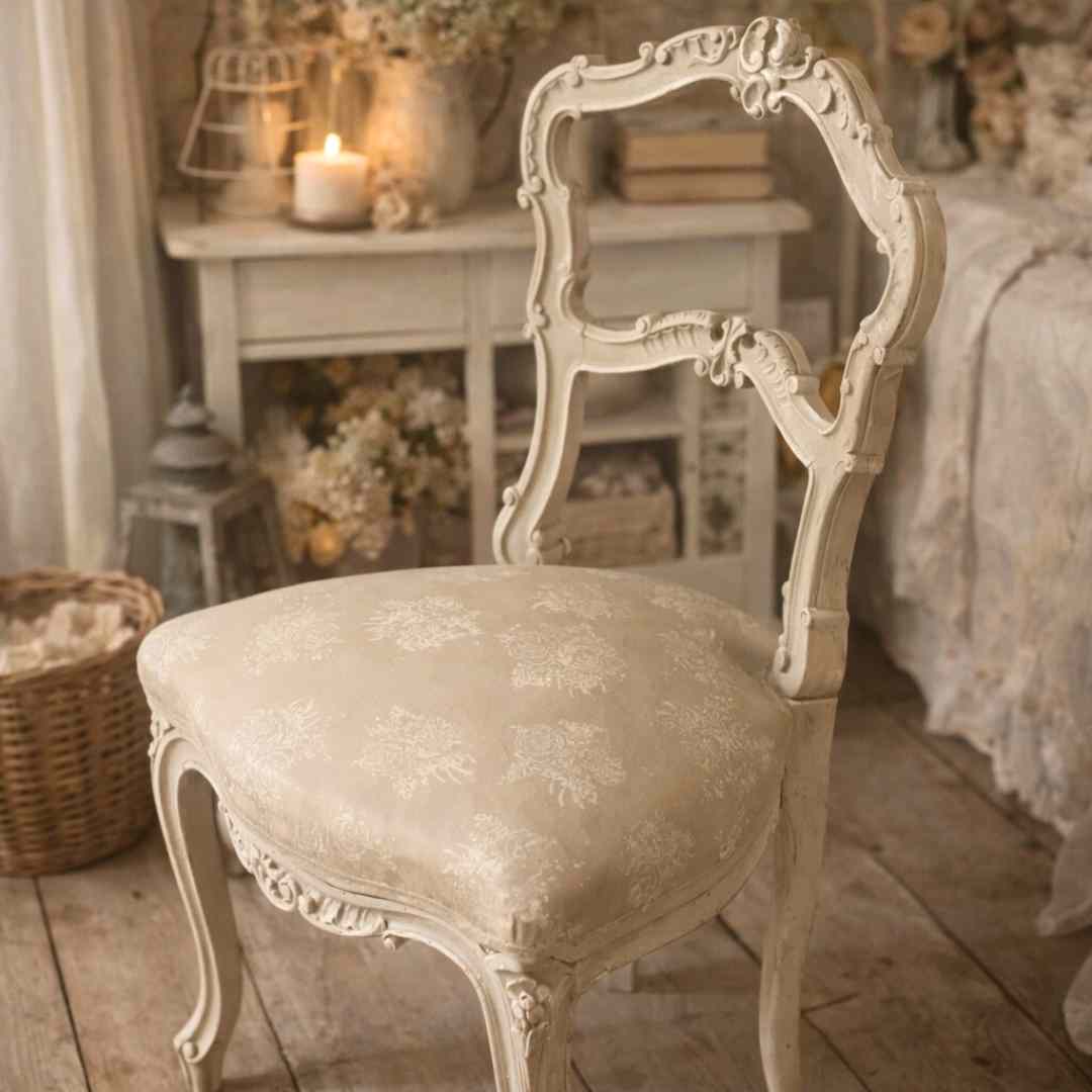 Chaise relookée et peinte avec pochoir Chaise relookée et peinte avec pochoir