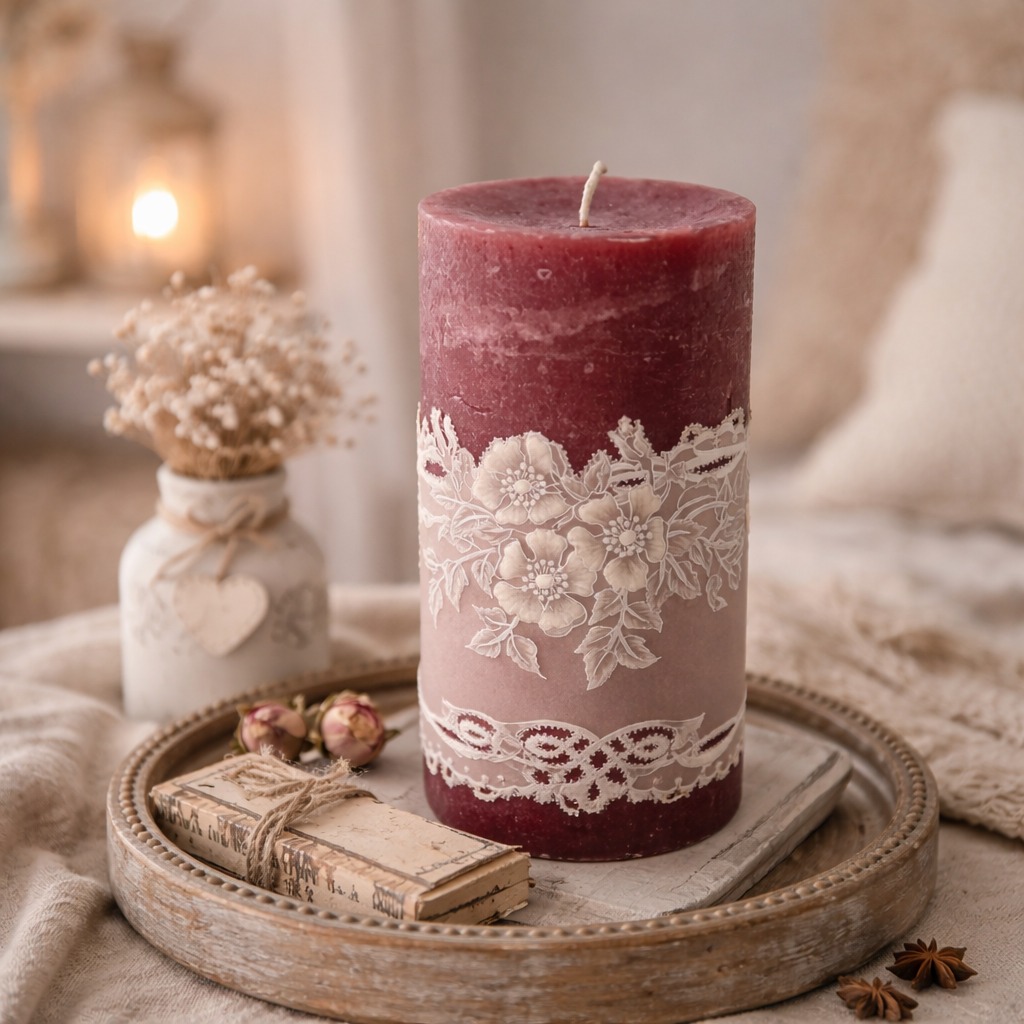 Tour de bougie décoratif en pergamano